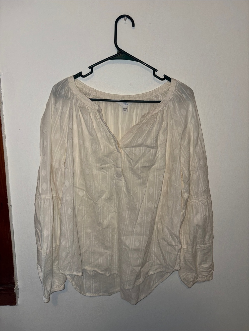 Time and Tru Cream Boho Peasant Blouse